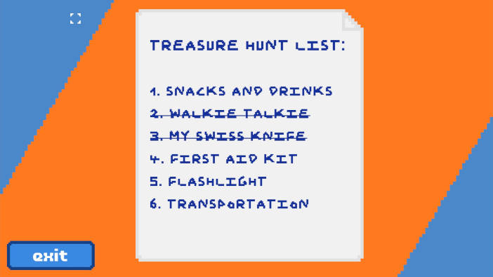Lista de tareas de la búsqueda del tesoro.