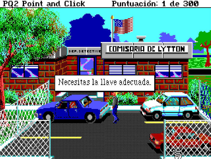 El protagonista está en el aparcamiento de la Comisaría de Lytton e intenta entrar en un coche pero el programa dice que "Necesitas la llave adecuada".
