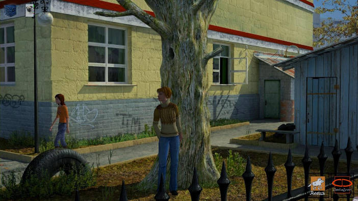 Susan Rose está escondida detrás de un árbol y observa el caminar de una niña. 