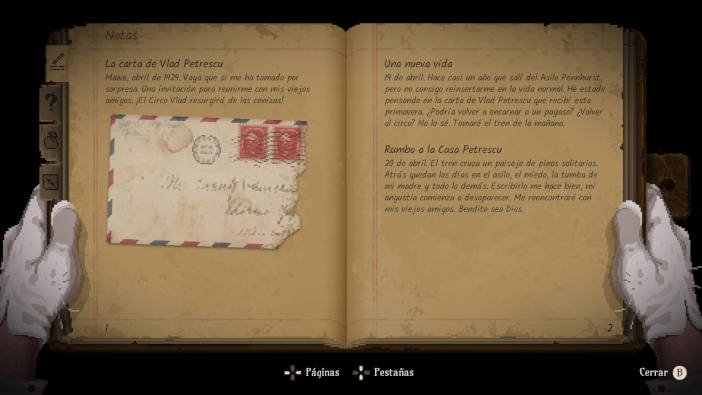 Cuaderno que recoge el diario del protagonista. También sirve para tener una relación de objetos descartados, objetivos y localizaciones.